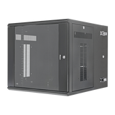 Gabinete PanZone de Montaje en Pared, de 19in, Puerta con Ventana de Seguridad, 12 UR, 762mm de Profundidad, Color Negro